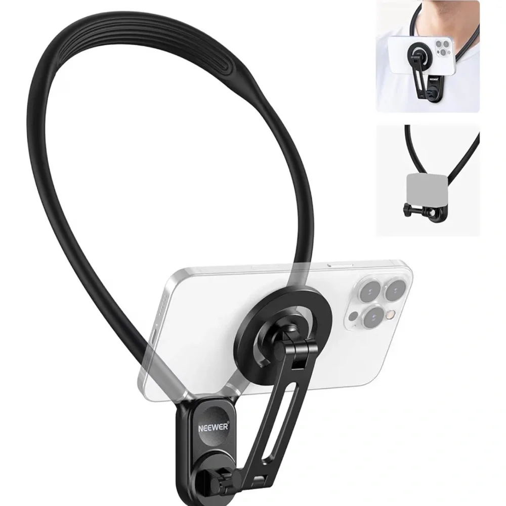 Black Flexible Neck Phone Holder for Vlogging